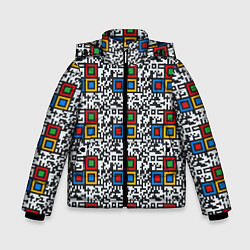 Куртка зимняя для мальчика QR код - паттерн, цвет: 3D-красный