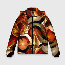 Куртка зимняя для мальчика Абстрактные цифровые спирали, цвет: 3D-черный