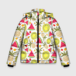 Куртка зимняя для мальчика Летние вкусности, цвет: 3D-черный