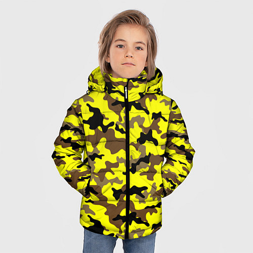 Зимняя куртка для мальчика Камуфляж Жёлто-Коричневый / 3D-Черный – фото 3