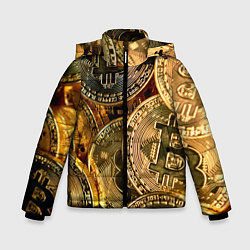 Куртка зимняя для мальчика Биткойны, цвет: 3D-светло-серый