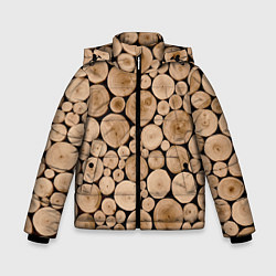 Куртка зимняя для мальчика Спил дерева, цвет: 3D-черный
