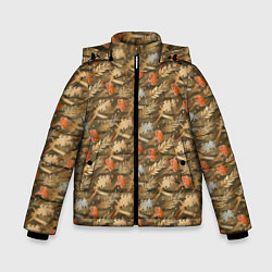 Куртка зимняя для мальчика Гвоздики, золотой лавр, ленточки, цвет: 3D-красный