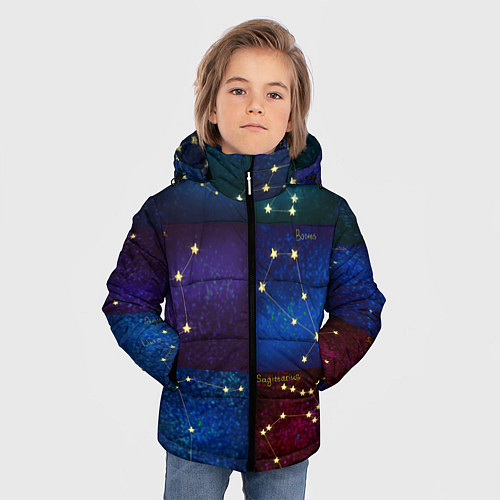 Зимняя куртка для мальчика Созвездия Северного полушария летом / 3D-Черный – фото 3