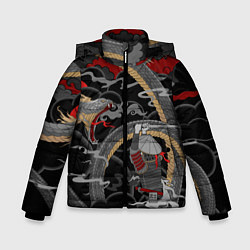 Куртка зимняя для мальчика Самурай и змей, цвет: 3D-черный