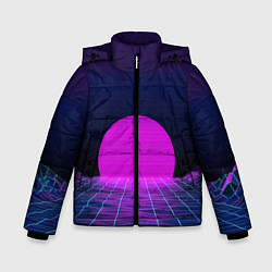 Куртка зимняя для мальчика Закат розового солнца Vaporwave Психоделика, цвет: 3D-красный
