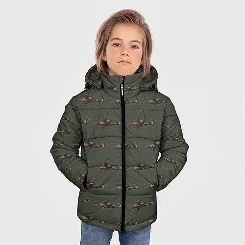 Зимняя куртка для мальчика Вертолеты паттерн / 3D-Черный – фото 3