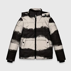 Куртка зимняя для мальчика Коричневый принт тай-дай полосы, цвет: 3D-светло-серый