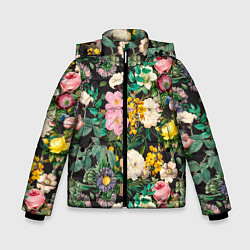 Куртка зимняя для мальчика Паттерн из летних цветов Summer Flowers Pattern, цвет: 3D-светло-серый