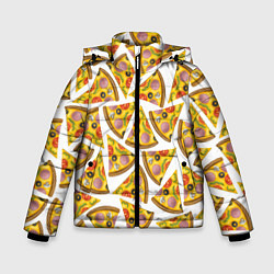 Куртка зимняя для мальчика Кусочки вкусной пиццы, цвет: 3D-светло-серый