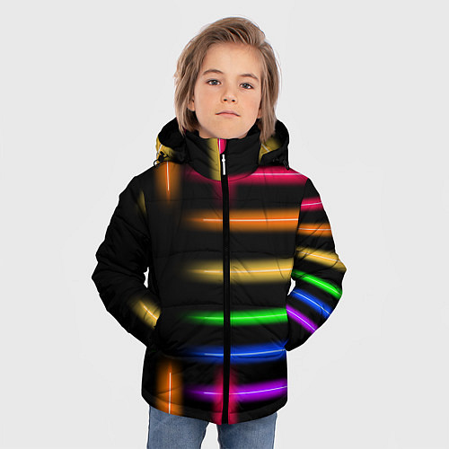 Зимняя куртка для мальчика Неоновое свечение Minimalism Neon / 3D-Черный – фото 3