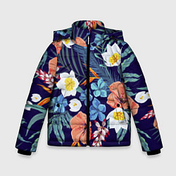 Зимняя куртка для мальчика Цветы Экзотические