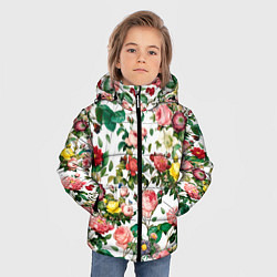 Куртка зимняя для мальчика Узор из летних роз Summer Roses Pattern, цвет: 3D-черный — фото 2