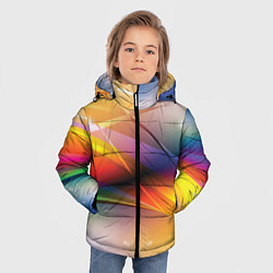 Куртка зимняя для мальчика Абстрактные линии разных цветов, цвет: 3D-светло-серый — фото 2