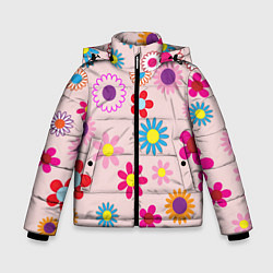 Куртка зимняя для мальчика Мультяшные цветочки, цвет: 3D-светло-серый
