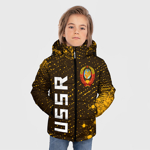 Зимняя куртка для мальчика USSR - ГЕРБ - Арт / 3D-Черный – фото 3