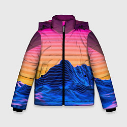 Зимняя куртка для мальчика Vaporwave Mountains Психоделика Неон