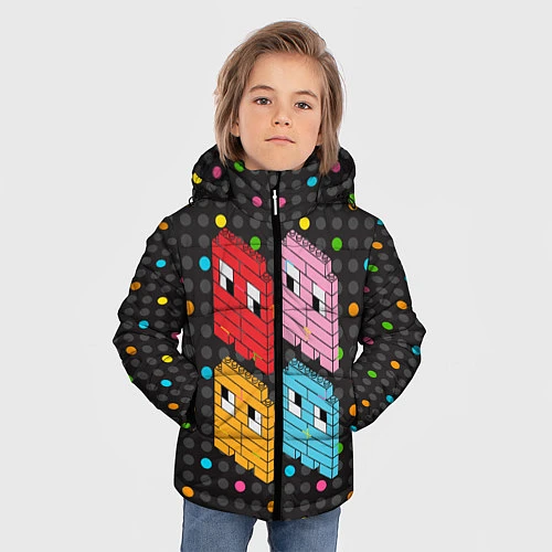 Зимняя куртка для мальчика Pac-man пиксели / 3D-Черный – фото 3
