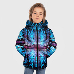 Куртка зимняя для мальчика Неоновый информационный голограммный туннель, цвет: 3D-светло-серый — фото 2