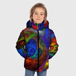 Куртка зимняя для мальчика Абстрактная мультивселенная паттерн Abstraction, цвет: 3D-светло-серый — фото 2