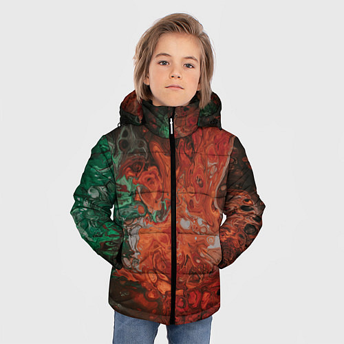 Зимняя куртка для мальчика Размытые краски цветная абстракция / 3D-Черный – фото 3