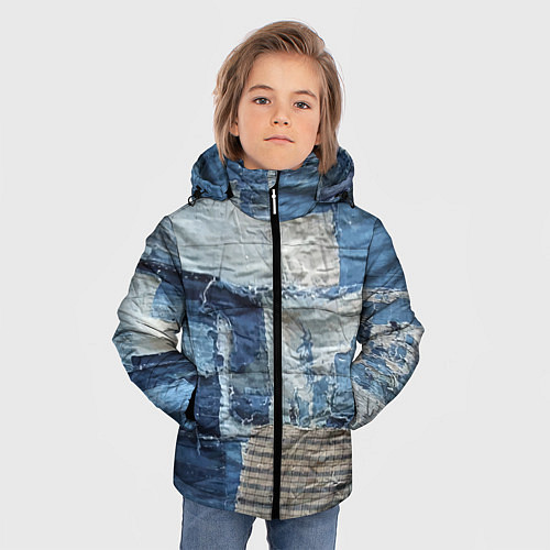 Зимняя куртка для мальчика Пэчворк Рваная ткань Hype / 3D-Черный – фото 3