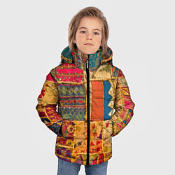 Куртка зимняя для мальчика Пэчворк Лоскутное одеяло Patchwork Quilt, цвет: 3D-черный — фото 2