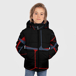 Куртка зимняя для мальчика Геометрические линии сине-красные, цвет: 3D-светло-серый — фото 2