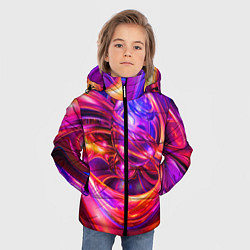 Куртка зимняя для мальчика Abstract color neon composition Абстрактная неонов, цвет: 3D-красный — фото 2