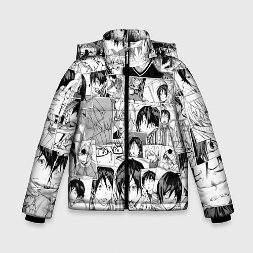 Зимняя куртка для мальчика Бакуман паттерн / 3D-Светло-серый – фото 1