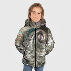 Куртка зимняя для мальчика Fractal pattern Spiral Серебристый фрактал спираль, цвет: 3D-светло-серый — фото 2