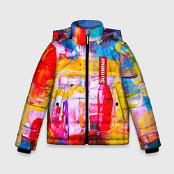 Куртка зимняя для мальчика Импрессионизм Лето Абстракция Impressionism Summer, цвет: 3D-черный