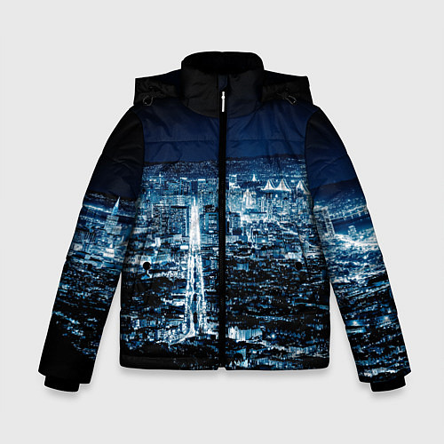 Зимняя куртка для мальчика Ночной город night city / 3D-Светло-серый – фото 1