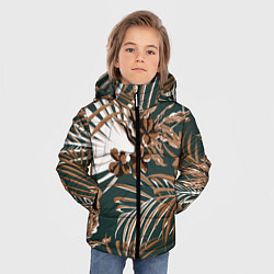 Куртка зимняя для мальчика Цветы Приглушённые Тропики, цвет: 3D-светло-серый — фото 2