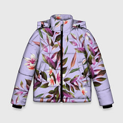 Куртка зимняя для мальчика Цветы Вересковый Сад, цвет: 3D-светло-серый