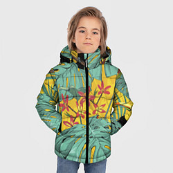 Куртка зимняя для мальчика Цветы В Джунглях, цвет: 3D-светло-серый — фото 2