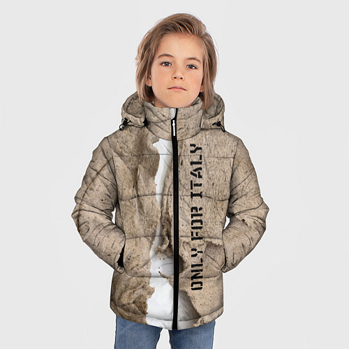 Зимняя куртка для мальчика Только для Италии Мешковина Рваньё Only for Italy / 3D-Черный – фото 3