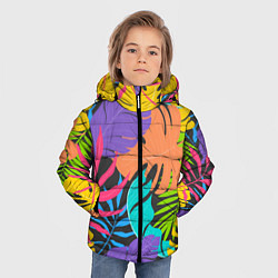 Куртка зимняя для мальчика Тропические экзотические листья, цвет: 3D-светло-серый — фото 2