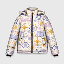 Куртка зимняя для мальчика ХИППИ ПАТТЕРН В СТИЛЕ 70х, цвет: 3D-светло-серый