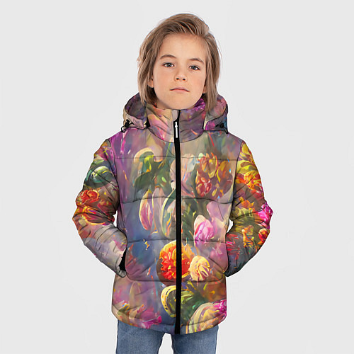 Зимняя куртка для мальчика Цветущий сад / 3D-Черный – фото 3