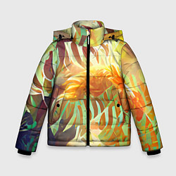 Куртка зимняя для мальчика Fern leaves, цвет: 3D-черный