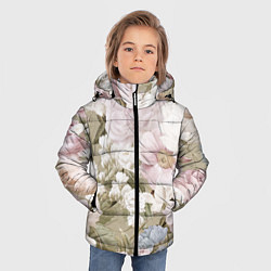 Куртка зимняя для мальчика Цветы Английский Садовый Узор, цвет: 3D-черный — фото 2