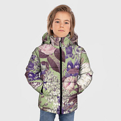 Куртка зимняя для мальчика Цветы Чудесный Садовый Узор, цвет: 3D-светло-серый — фото 2