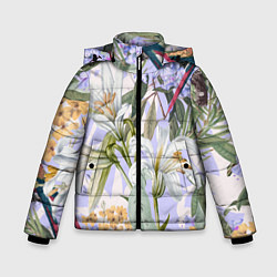 Зимняя куртка для мальчика Цветы Фиолетовые Дикие Джунгли