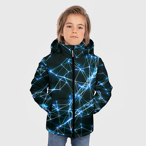 Зимняя куртка для мальчика Нейронная сеть - фон / 3D-Черный – фото 3