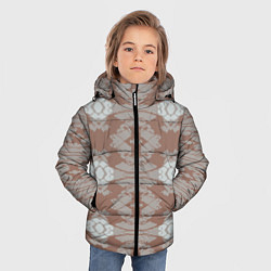 Куртка зимняя для мальчика Геометрическая графика Узор коричневого и серого ц, цвет: 3D-красный — фото 2