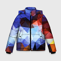 Куртка зимняя для мальчика Абстрактный цветной узор из треугольников Abstract, цвет: 3D-светло-серый