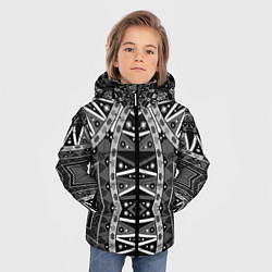 Куртка зимняя для мальчика Черно-белый этнический орнамент, цвет: 3D-светло-серый — фото 2