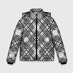 Зимняя куртка для мальчика Черно-белый геометрический узор в клетку