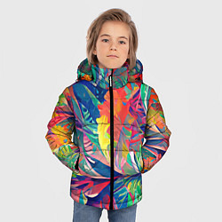 Куртка зимняя для мальчика Летний тропический принт, цвет: 3D-черный — фото 2